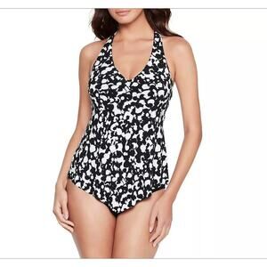 Magicsuit Hot Spot Taylor Leoaprd Print Underwire Tankini Top Black/White 8 NWT